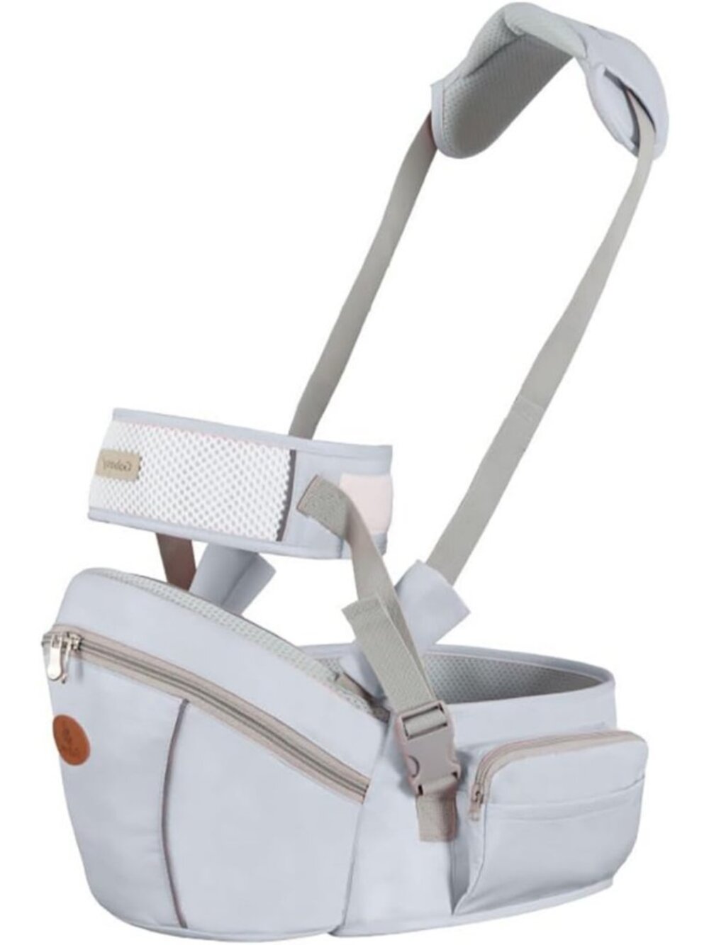 Adjustable Baby Hip Seat Carrier with Soft Inner, Huge Storage & Pocket - Grey